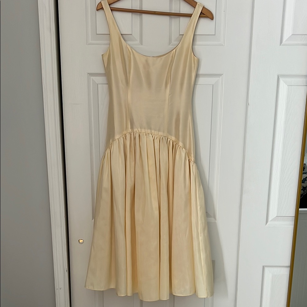 Hutch butter yellow drop waist midi dress size XS